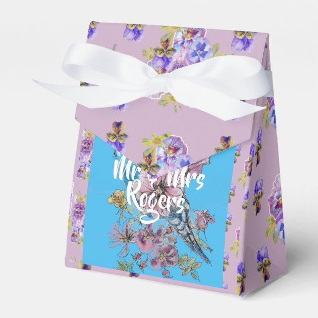 Caixa de Bolo de Casamento Lilac Floral de Berço W (Frente)