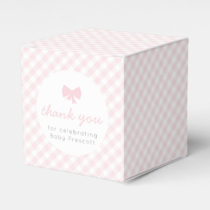 Caixa de chá de fraldas de gingham rosa