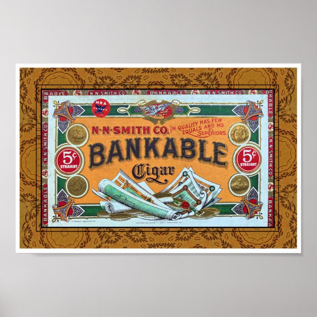 CAIXA DE CIGAR DO IMPRESSÃO 'RECICLADO ART' VINTAG (Frente)