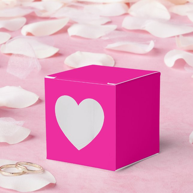 Caixa de Coração Rosa Vibrante para Celebrações (Casamento)
