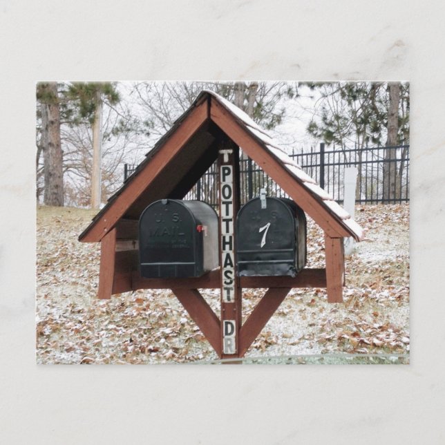 Caixa de correio dupla sob o cartão postal do post (Frente)