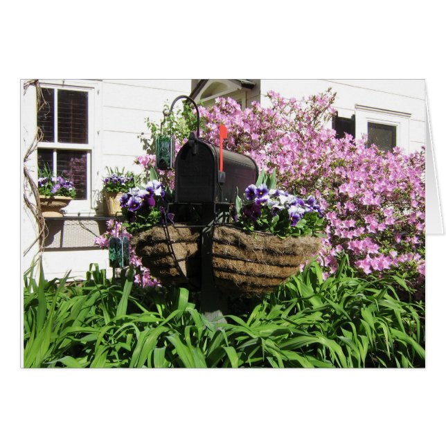 Caixa de correio entre as flores — Cartão (Frente Horizontal)