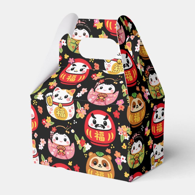 caixa de daruma de favor de festa com padrão japon (Frente)