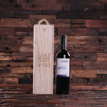 Caixa de doação do vinho de madeira natural, monog<br><div class="desc">Uma caixa de vinho de garrafa de solteiro.</div>
