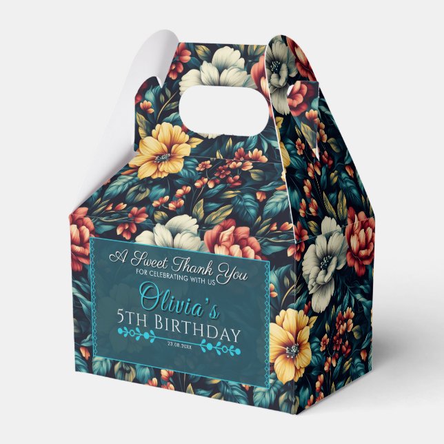 Caixa De Favor Colorida Rosa Birthday Para Obrigad (Frente)