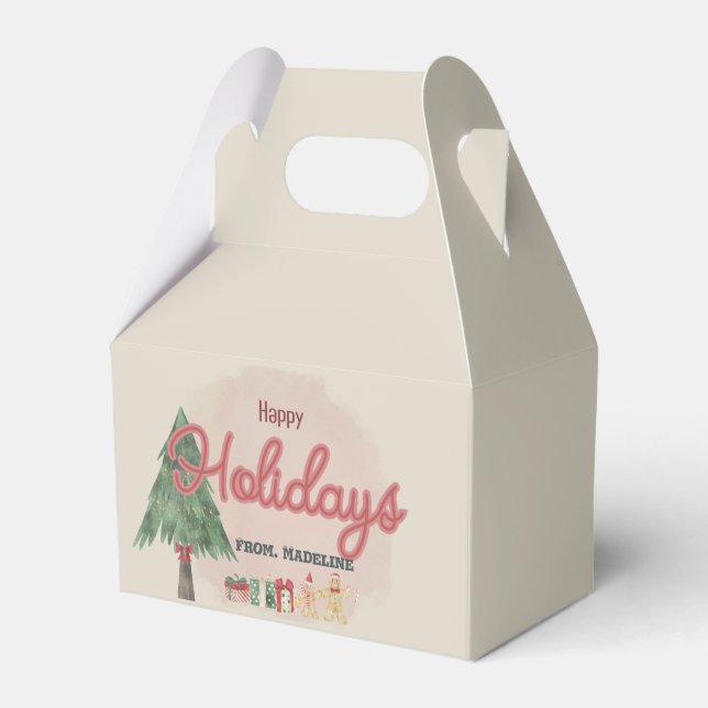Caixa de Favor com árvore de Natal em estilo retrô (Frente)