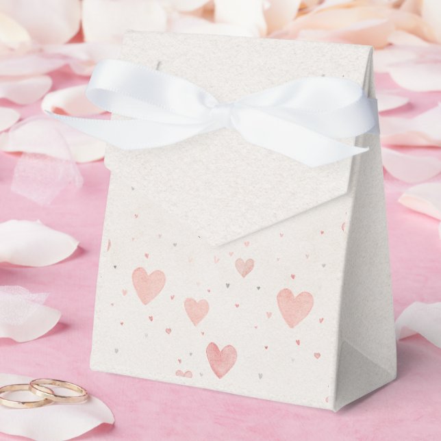 Caixa de Favor com Corações de Rosa Suave (Casamento)