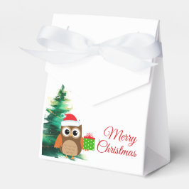Caixa de Favor com Coruja de Natal Fofo com Chapéu