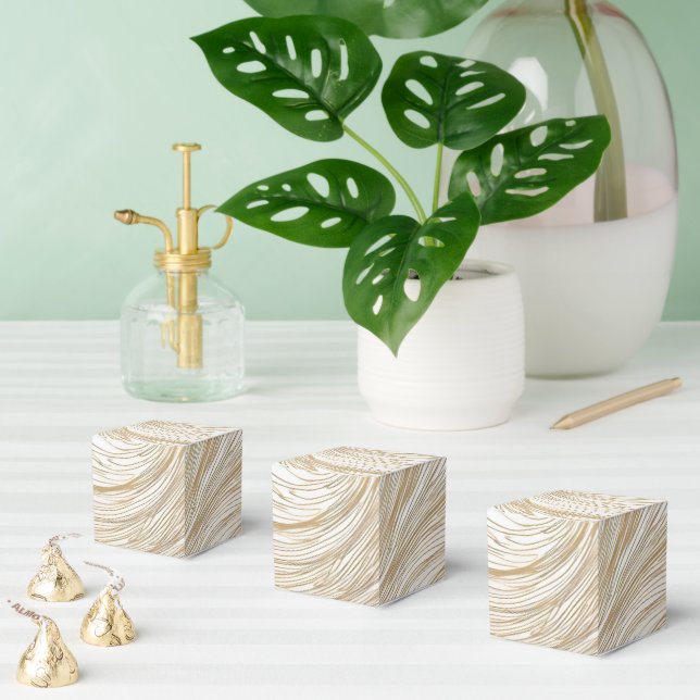 Caixa de Favor com Design Abstrato Dourado e Branc (Múltiplo)