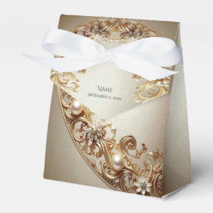 Caixa de Favor com Floreio Dourado Ornamentado