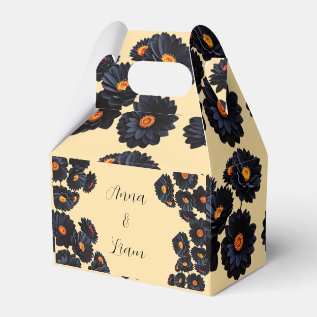 Caixa de Favor com Flores de Veludo Preto (Frente)