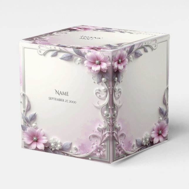 Caixa de Favor com Moldura Floral Rosa (Frente)
