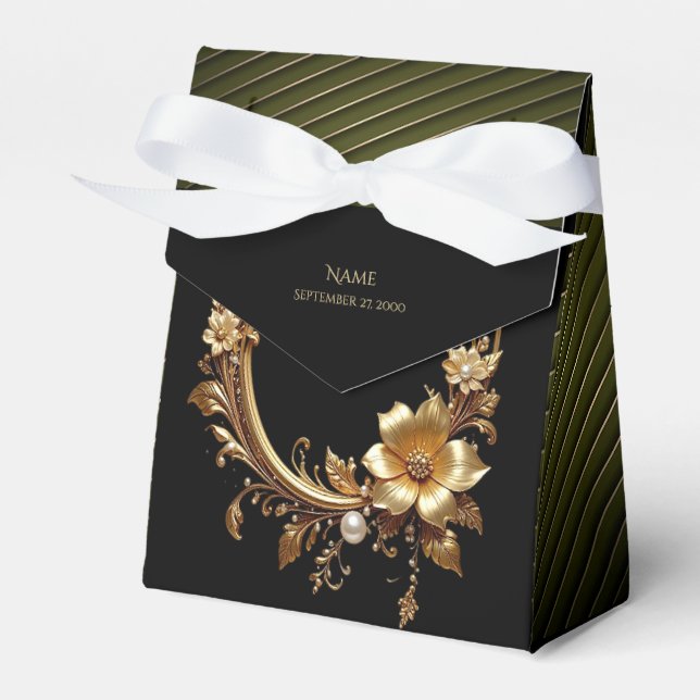 Caixa de Favor com Moldura Ornata Floral Dourada (Frente)