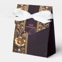 Caixa de Favor com Ornamento Floral Dourado e Péro