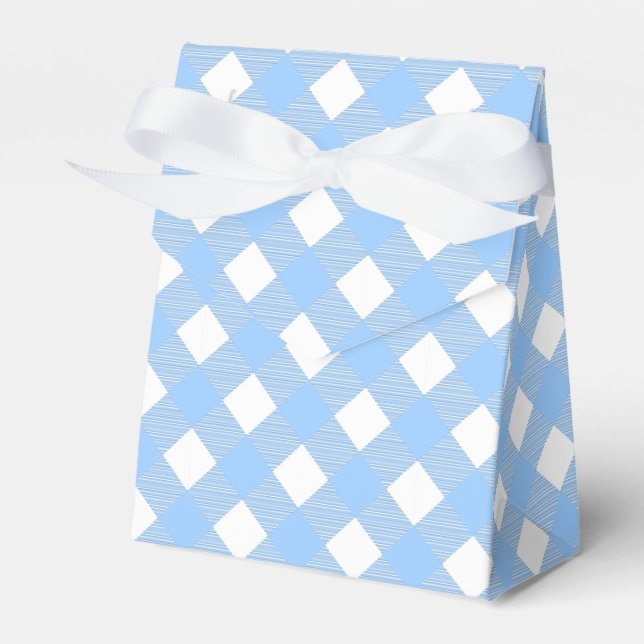 Caixa de Favor com Padrão Xadrez Azul Gingham (Frente)