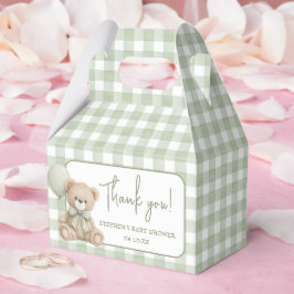 Caixa de Favor com Urso de Pelúcia e Balões Verdes