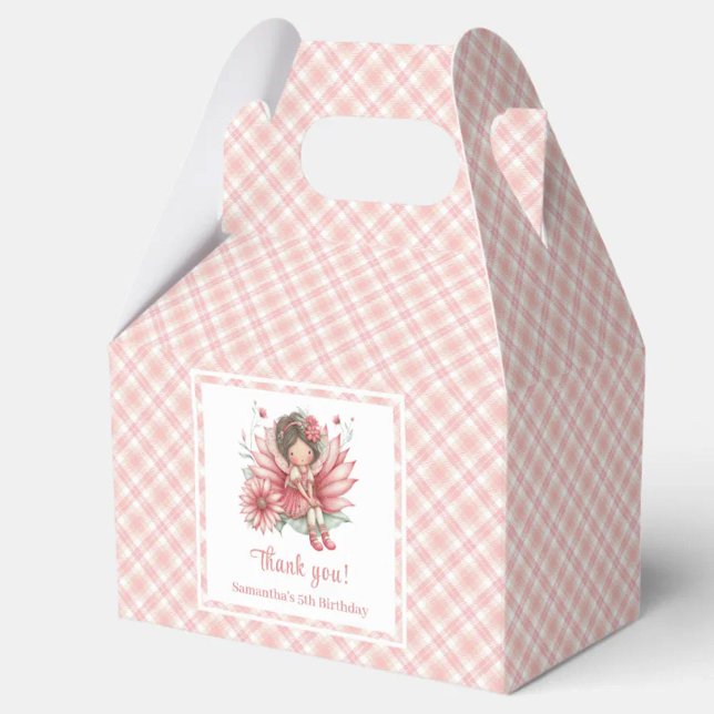 Caixa de Favor Cor-de-Rosa Pastel Caprichosa Flora (Blush Fairy Girl Whimsical Floral Birthday Favor Box

)