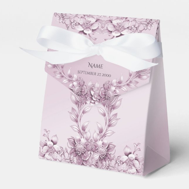 Caixa de Favor da Folhagem Floral Rosa (Frente)