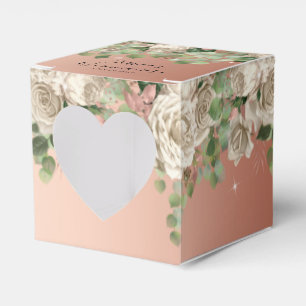Caixa de Favor da Quinceanera Floral Branca Elegan