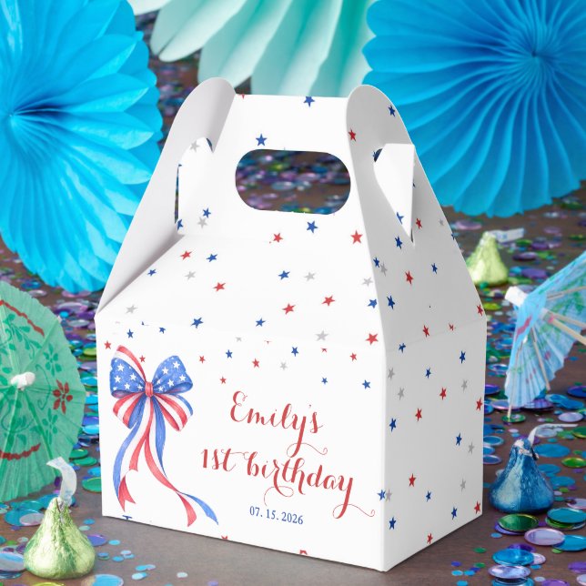 Caixa de Favor de Aniversário com Tema 4 de Julho  (Festa)