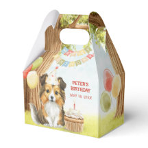 Caixa de Favor de Aniversário de Cachorro Sheltie