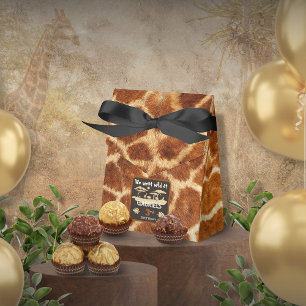 Caixa de Favor de Aniversário de Girafa com Estamp