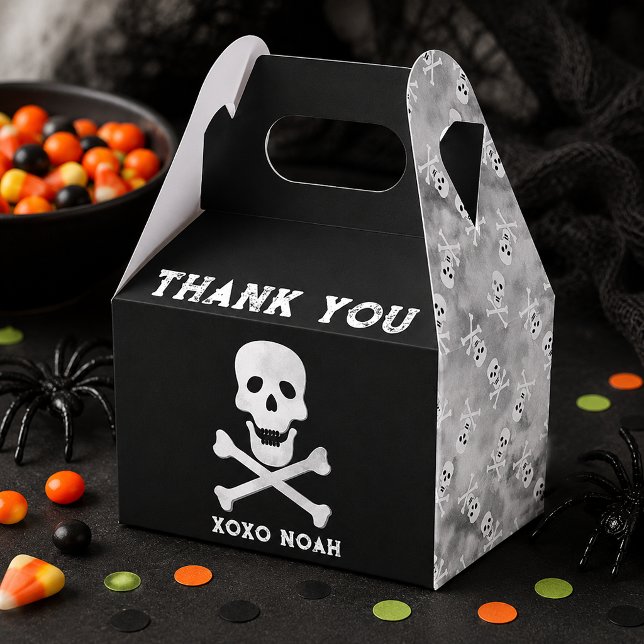 Caixa de Favor de Aniversário de Halloween Caveira (Favor Box)