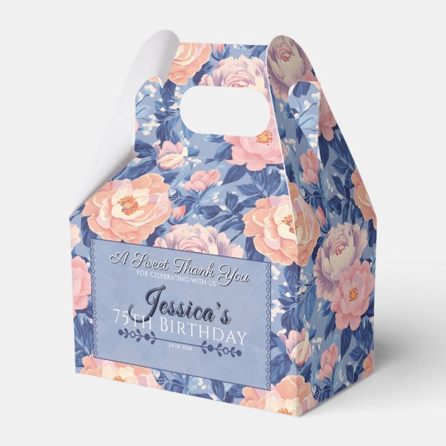 Caixa De Favor De Aniversário De Rosa Chic Para Pr (Frente)