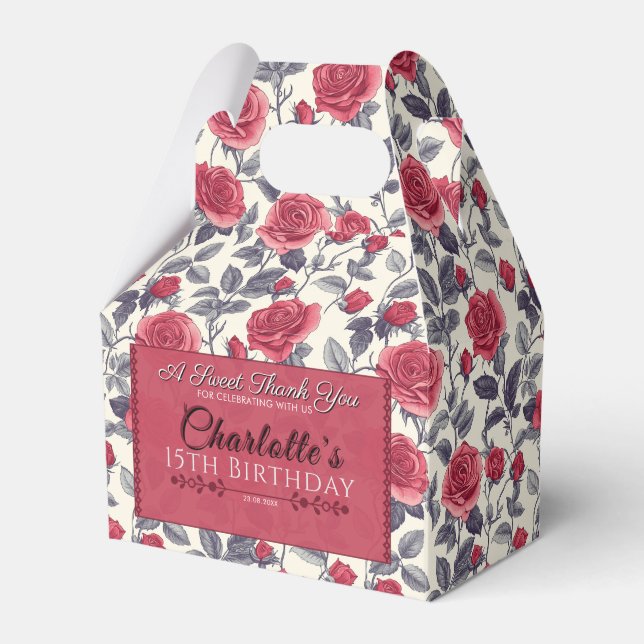 Caixa De Favor De Aniversário De Rosa Negrito Para (Frente)