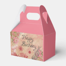Caixa de Favor de Aniversário Feliz Rosa Desenho F