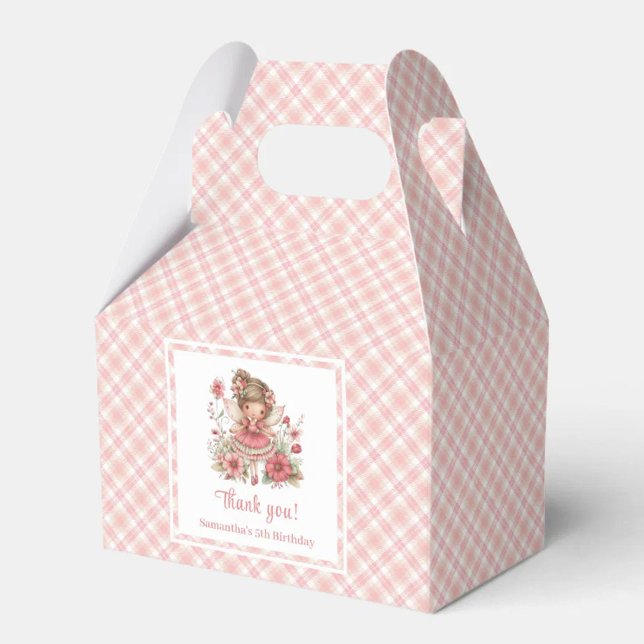 Caixa de Favor de Aniversário Floral Menina Fada D (Sweet Fairy Girl Blush Floral Birthday Favor Box

)