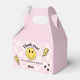 Caixa de Favor de Aniversário Retro Rosa Preppy Pa