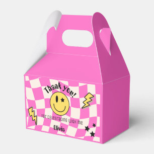 Caixa de Favor de Aniversário Rosa Quente Préppy Y