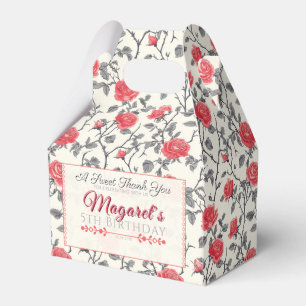 Caixa de Favor de Aniversário Rosa Vintage para Cr