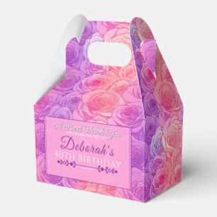 Caixa De Favor De Aniversário Trendy Rosa Para A M