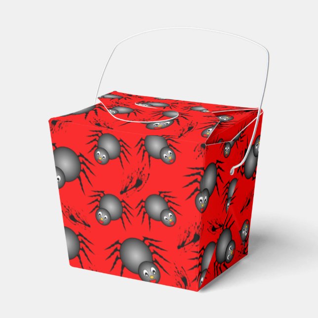 Caixa de Favor de Aranhas de Halloween Fofas (Frente)