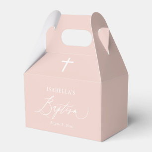 Caixa de Favor de Batismo Menina Cruz Branca Rosa