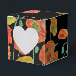 Caixa de Favor de Bolo de Casamento Floral Amarelo<br><div class="desc">Caixas de Favor de Bolo de Casamento com Papoula Laranja em preto flores Florais. Projetado a partir de uma de minhas pinturas em aquarela.</div>