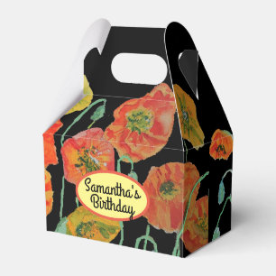Caixa de Favor de Bolo de Casamento Floral Amarelo
