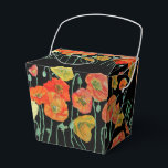 Caixa de Favor de Bolo de Casamento Floral Amarelo<br><div class="desc">Caixas de Favor de Bolo de Casamento com Papoula Laranja em flores Florais pretas. Projetado a partir de uma das minhas pinturas em aquarela.</div>