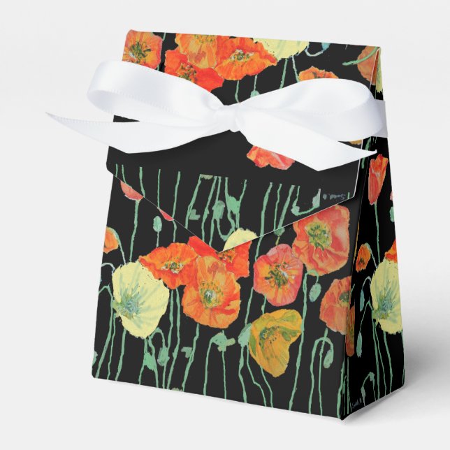 Caixa de Favor de Bolo de Casamento Floral Amarelo (Frente)
