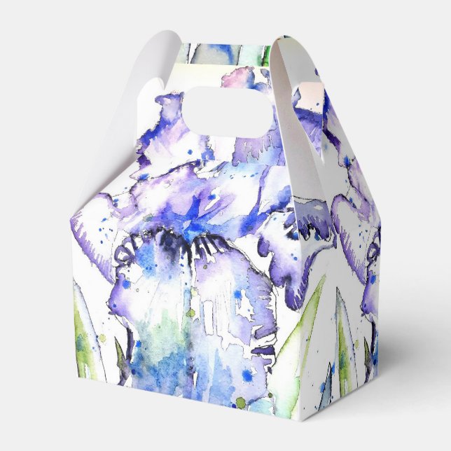 Caixa de Favor de Bolo de Casamento Íris Flores Ro (Frente)