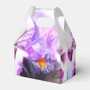 Caixa de Favor de Bolo de Casamento Iris Roxo Flor