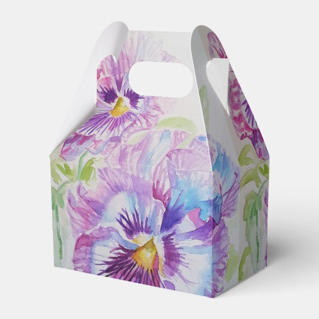 Caixa de Favor de Bolo de Casamento Pansy Roxa (Frente)