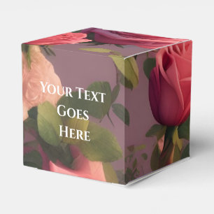 Caixa de Favor de Bolo de Noiva com Rosas Florais