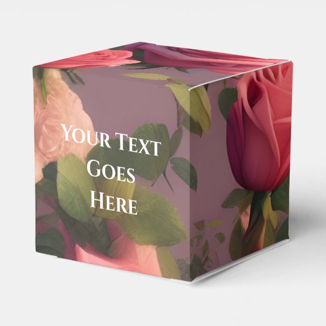 Caixa de Favor de Bolo de Noiva com Rosas Florais (Verso)