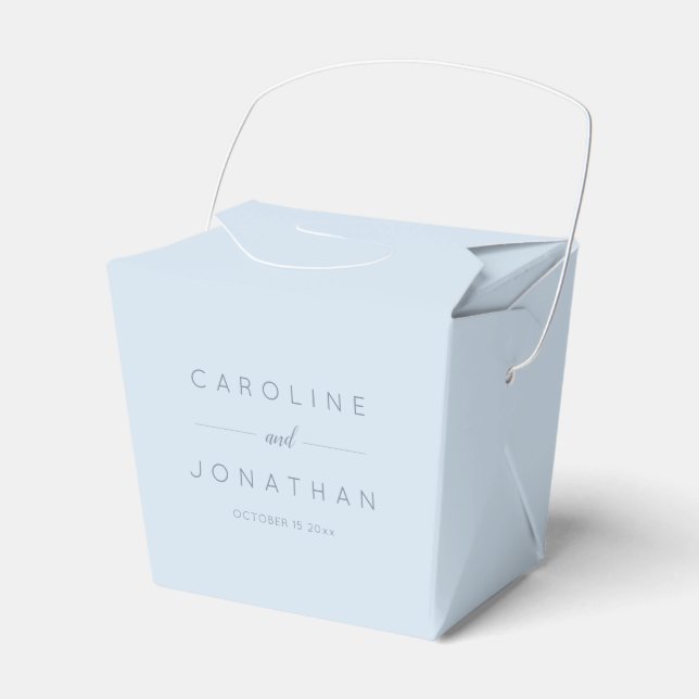 Caixa de Favor de Casamento Azul Suave Personaliza (Frente)