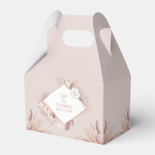 Caixa de Favor de Casamento Boho Blush Pampas Gras