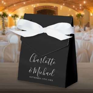 Caixa de Favor de Casamento Chic Preto e Branco co