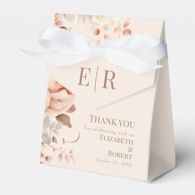 Caixa de Favor de Casamento com Monograma Floral B (Frente)